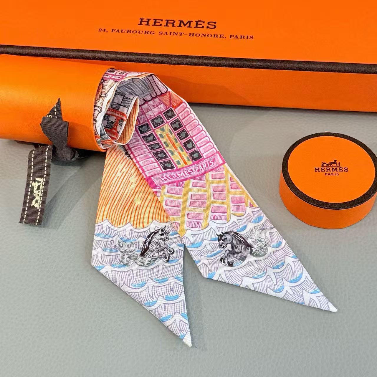 Hermès Super Silk Quest Twilly scarf