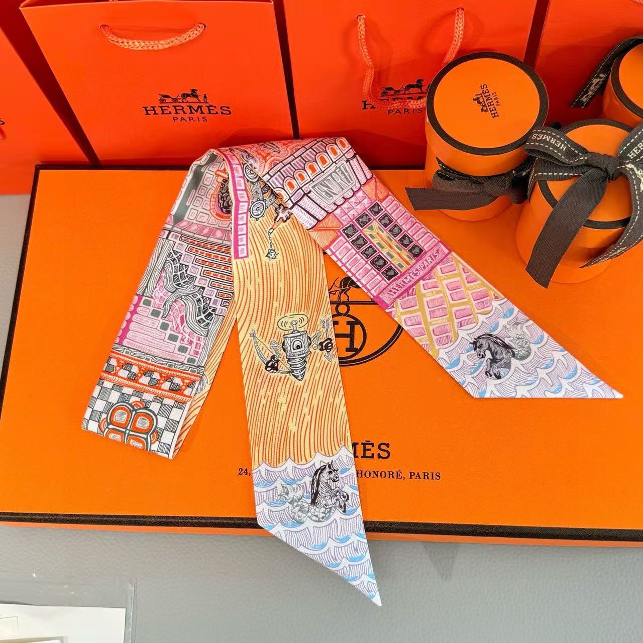 Hermès Super Silk Quest Twilly scarf