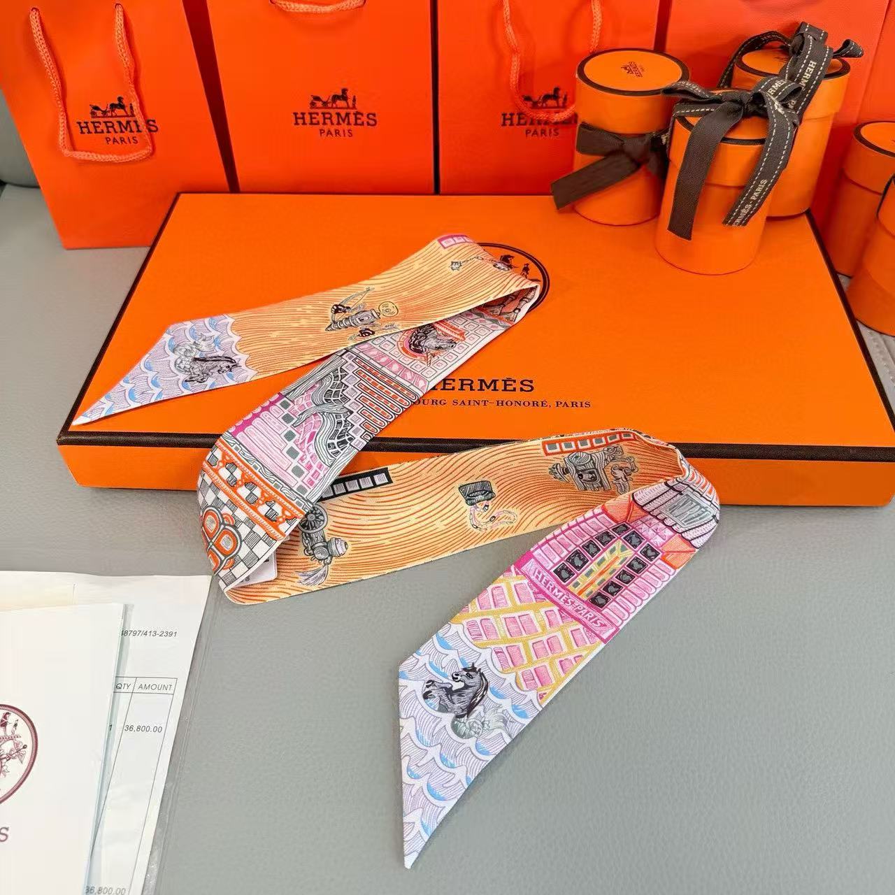 Hermès Super Silk Quest Twilly scarf