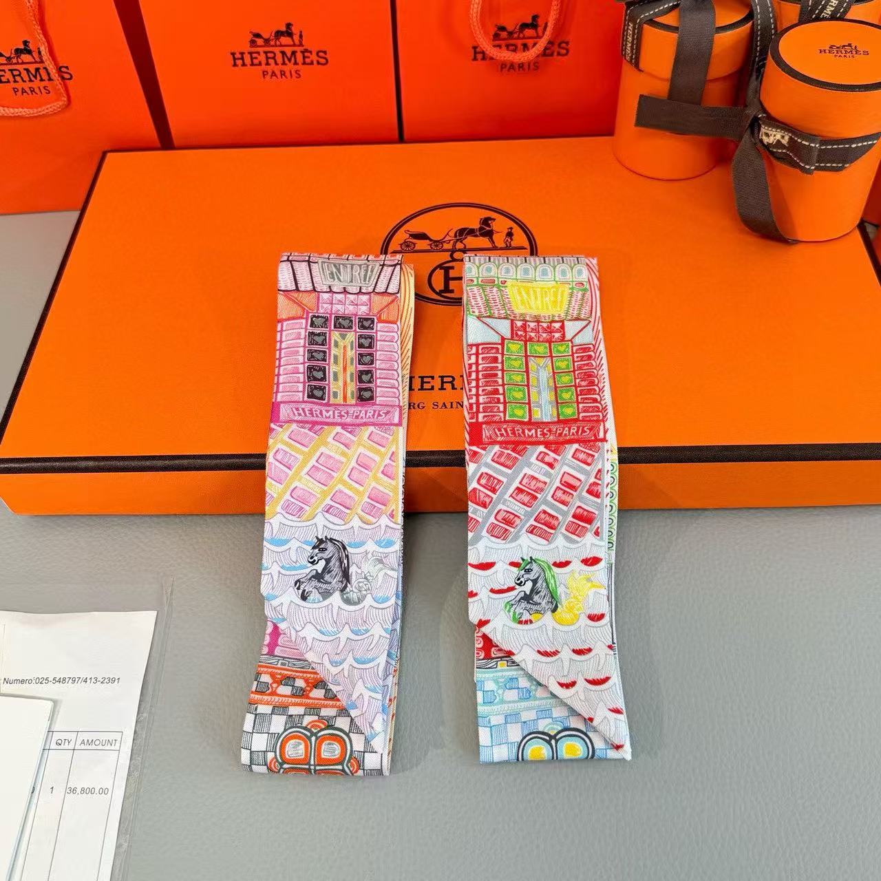 Hermès Super Silk Quest Twilly scarf