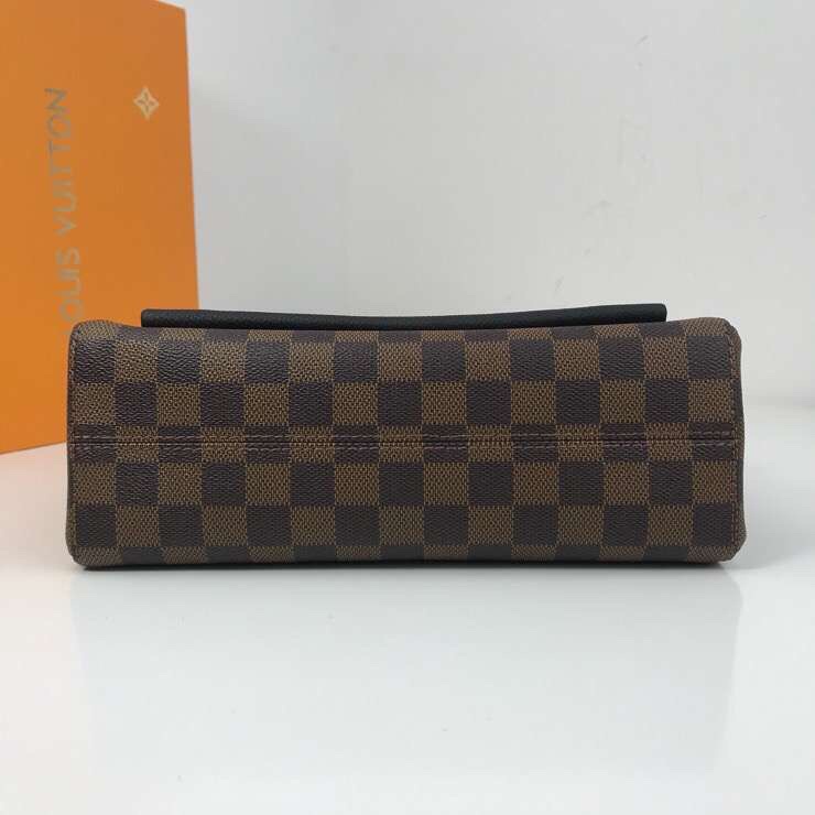 LV Vavin PM bag in Damier Ebene canvas with black leather trim.