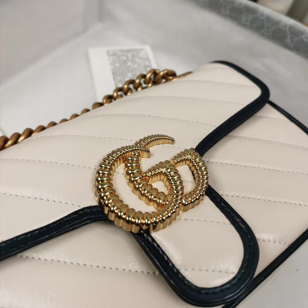 Gucci Small GG Marmont Shoulder Bag in white and dark blue