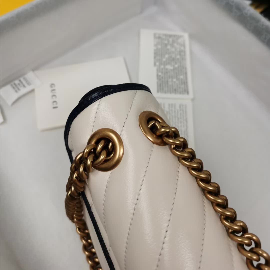 Gucci Small GG Marmont Shoulder Bag in white and dark blue