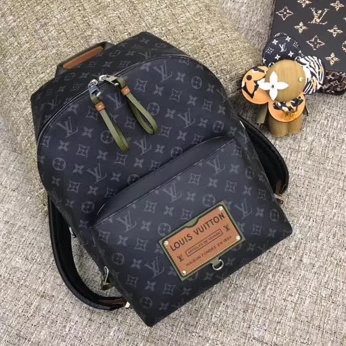 LV Discovery Backpack featuring the Monogram Eclipse canvas and a Gaston Labels leather patch