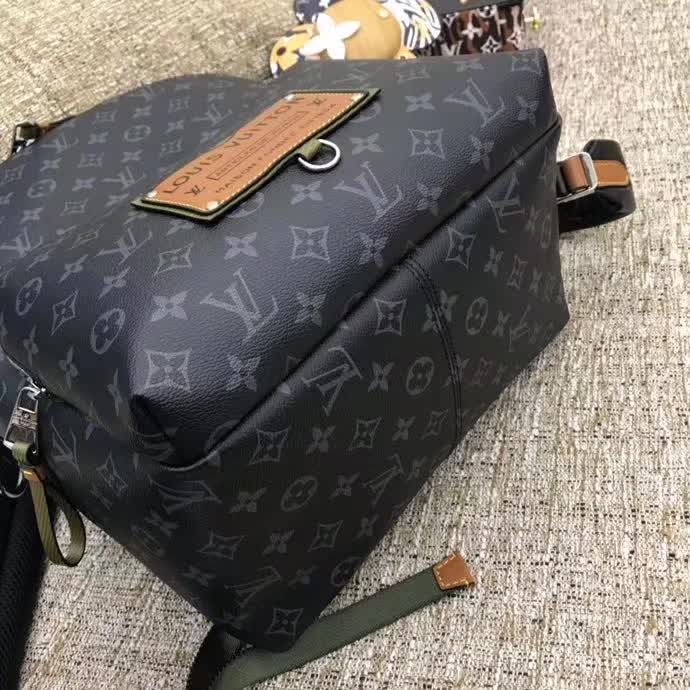 LV Discovery Backpack featuring the Monogram Eclipse canvas and a Gaston Labels leather patch