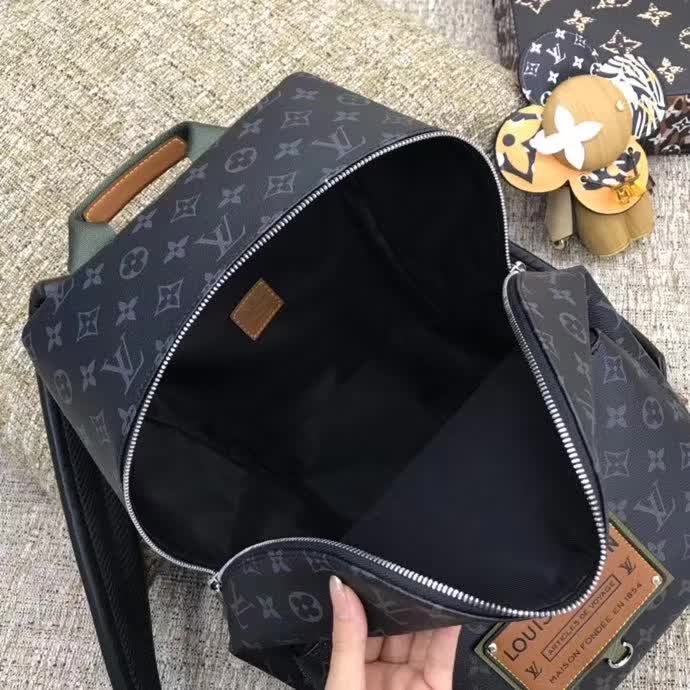 LV Discovery Backpack featuring the Monogram Eclipse canvas and a Gaston Labels leather patch