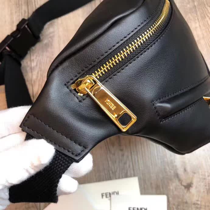 Fendi black buffed calfskin waist bag