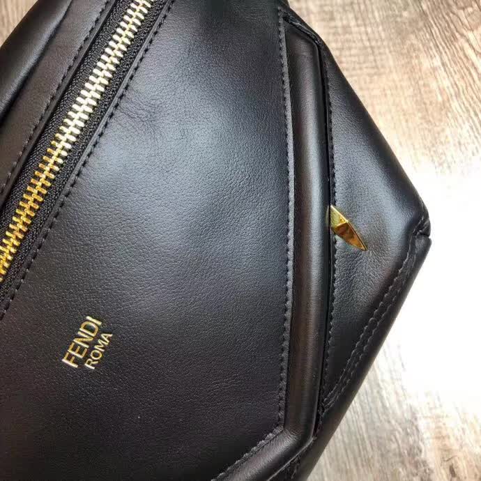 Fendi black buffed calfskin waist bag