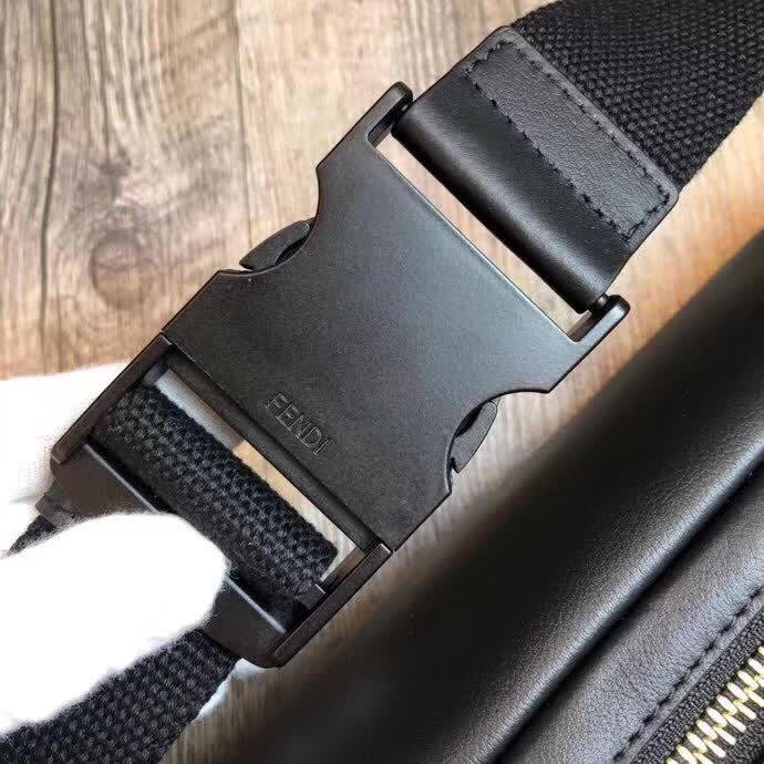 Fendi black buffed calfskin waist bag