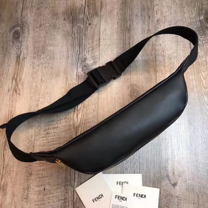 Fendi black buffed calfskin waist bag