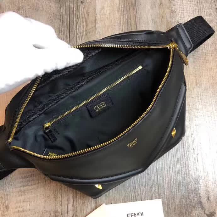 Fendi black buffed calfskin waist bag