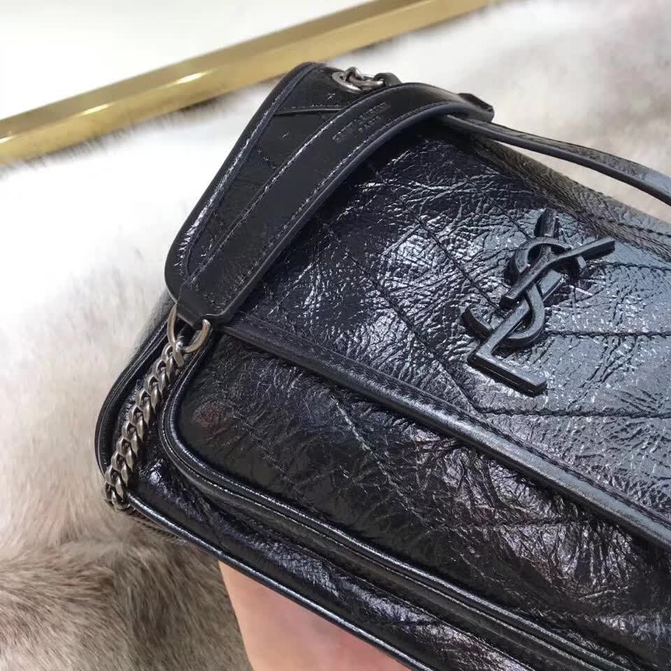 YSL Saint Laurent Niki Baby quilted crinkled-leather shoulder bag