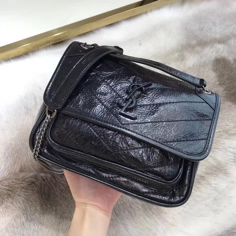 YSL Saint Laurent Niki Baby quilted crinkled-leather shoulder bag