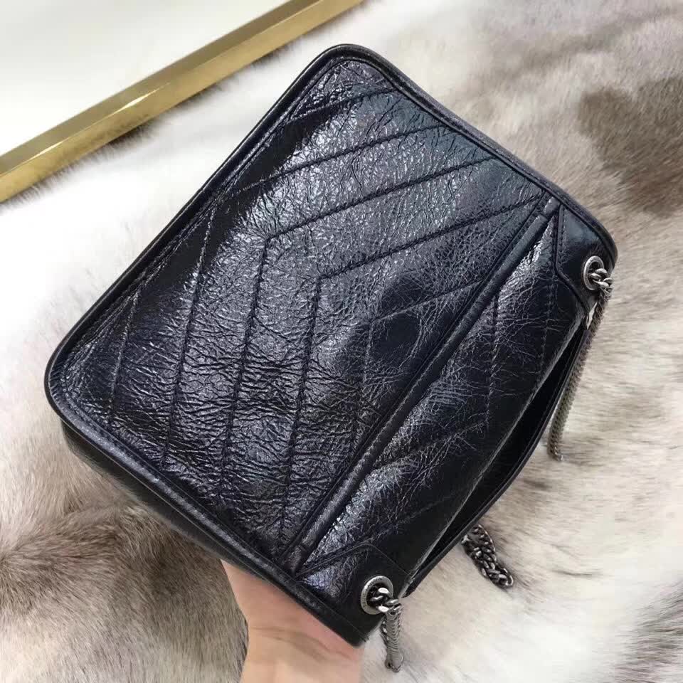 YSL Saint Laurent Niki Baby quilted crinkled-leather shoulder bag