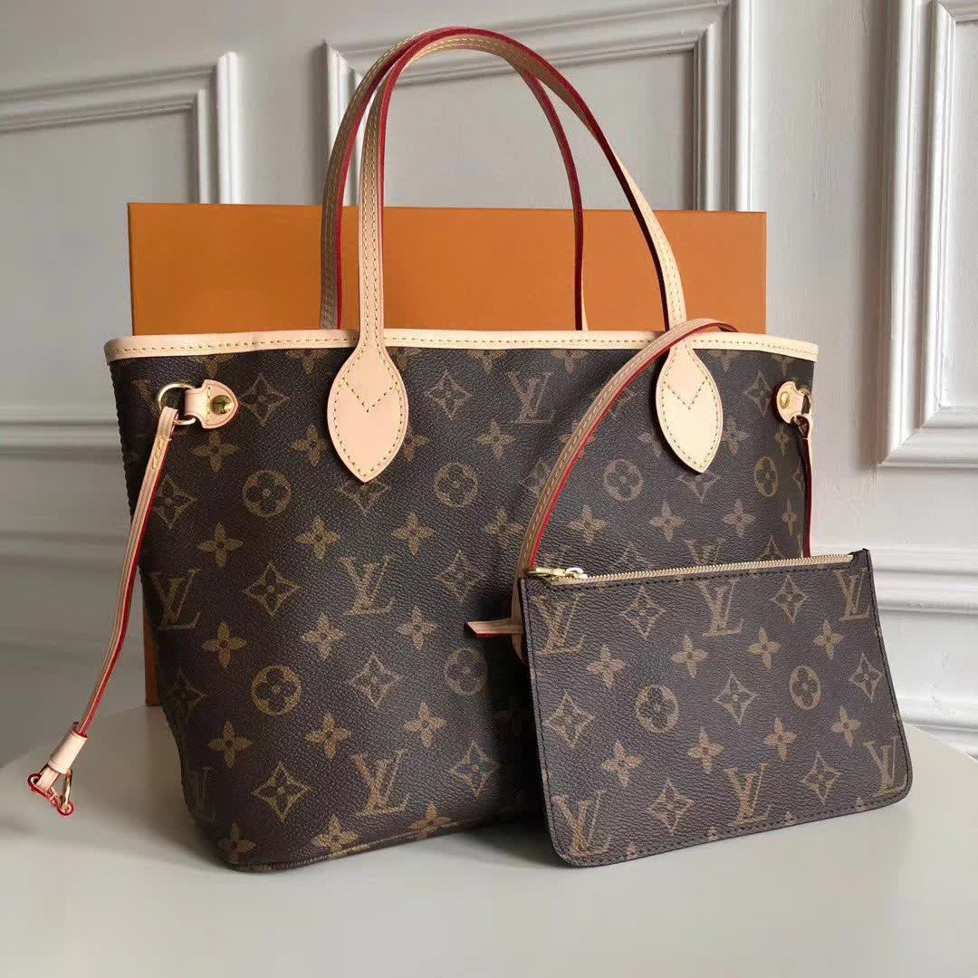 LV Neverfull handbag likely in the PM or MM size, crafted from the iconic monogram canvas
