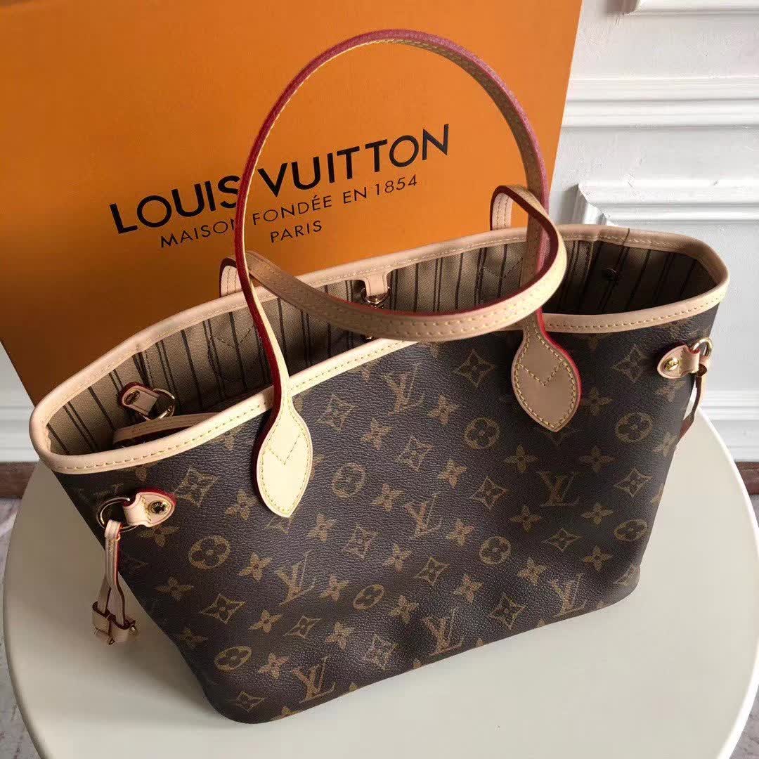 LV Neverfull handbag likely in the PM or MM size, crafted from the iconic monogram canvas