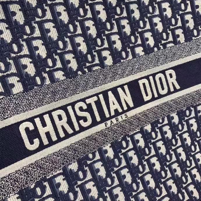 Christian Dior Book Tote in the navy blue Oblique jacquard canvas
