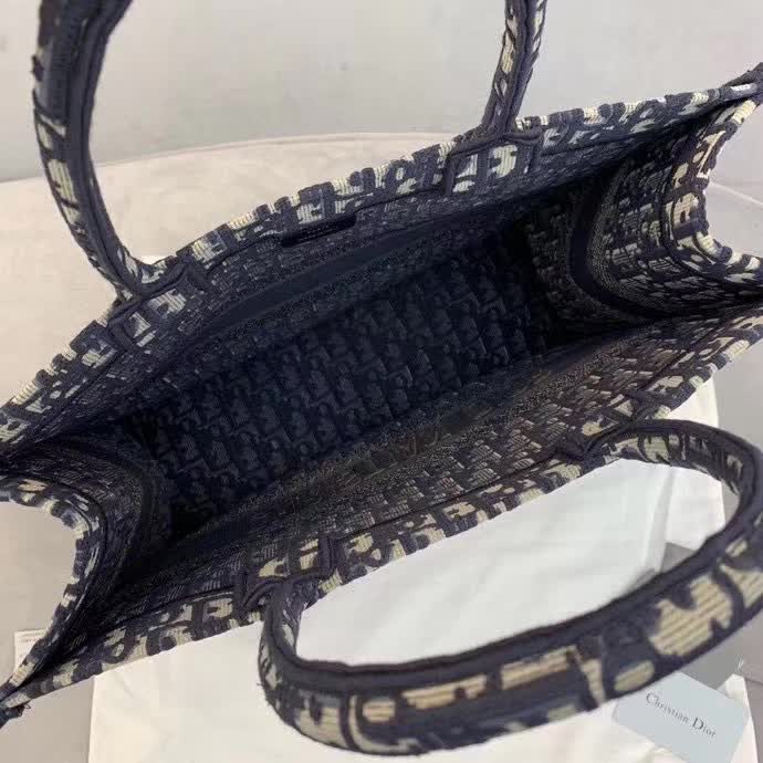 Christian Dior Book Tote in the navy blue Oblique jacquard canvas