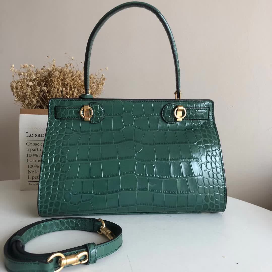 Hermes Lee Radziwill croc-embossed leather handbag