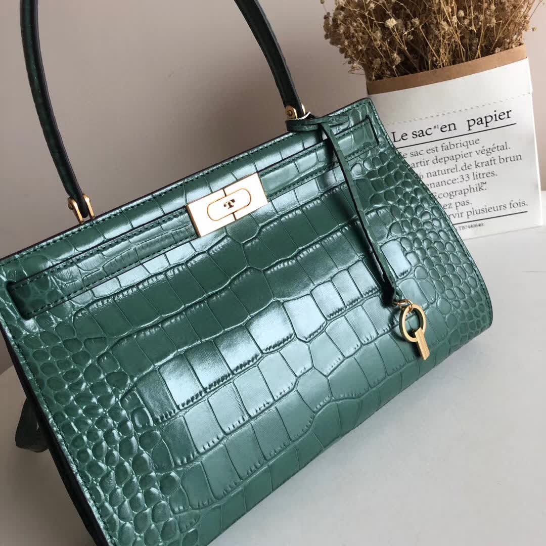 Hermes Lee Radziwill croc-embossed leather handbag