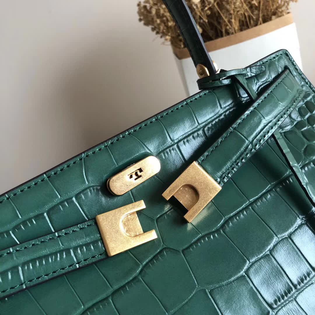 Hermes Lee Radziwill croc-embossed leather handbag