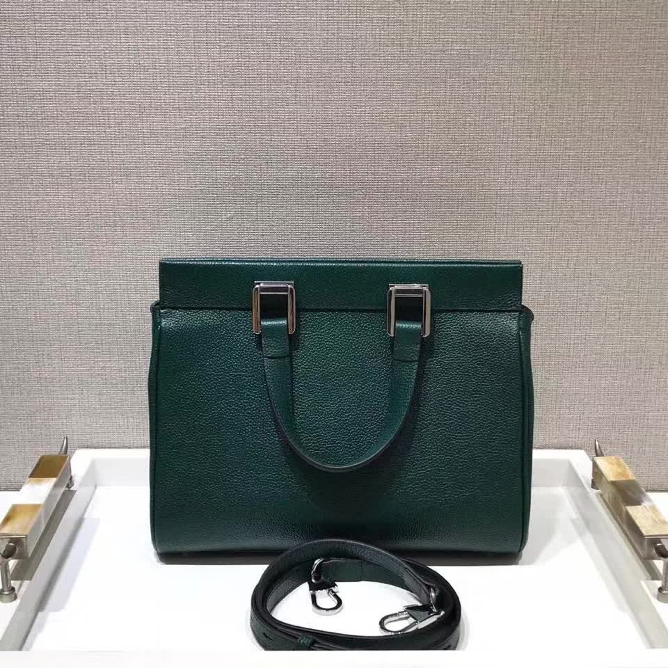 Gucci Grainy Calfskin Small Zumi Top Handle Bag dark green grainy calfskin leather