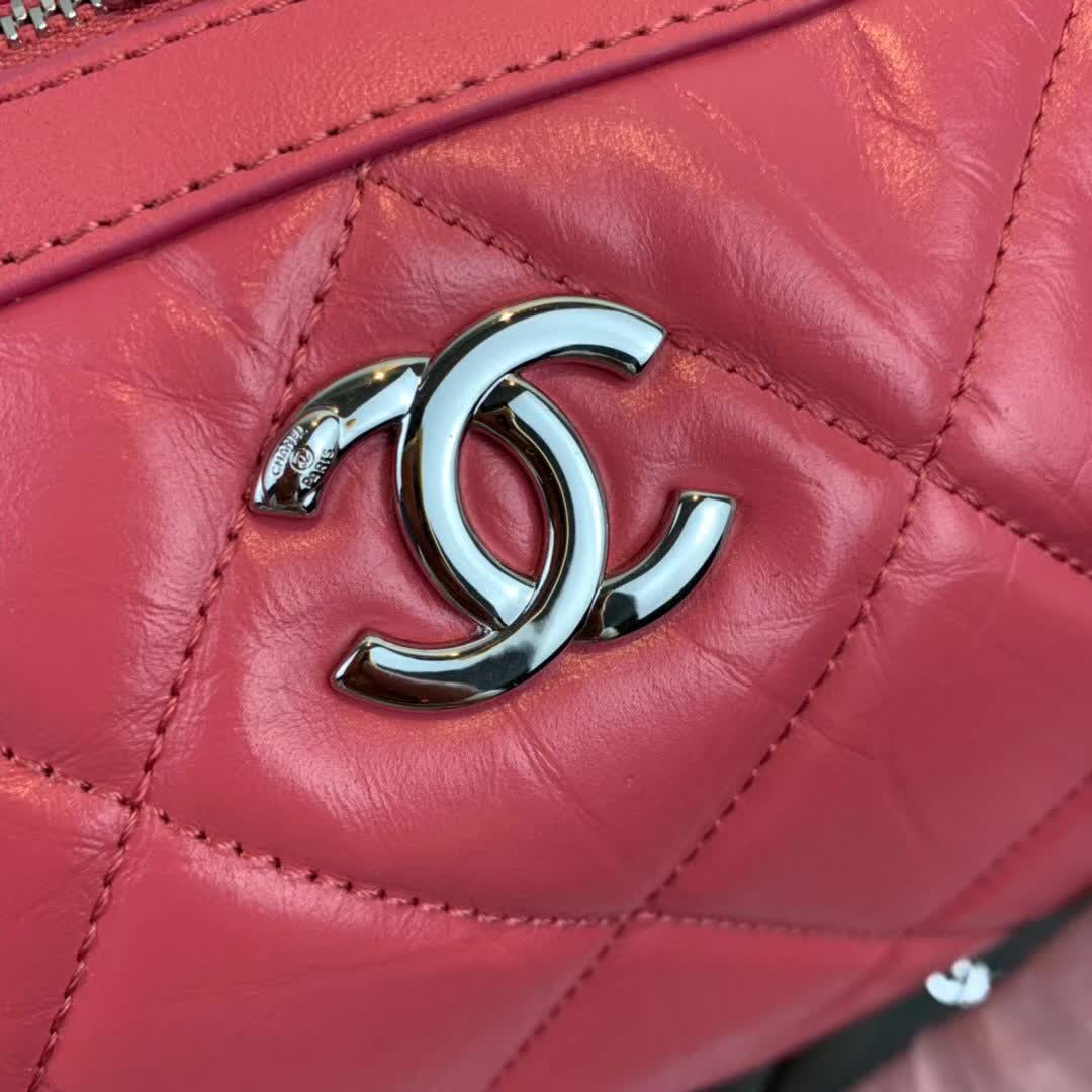 Chanel Pink Quilted Calfskin Leather Bowling Bag