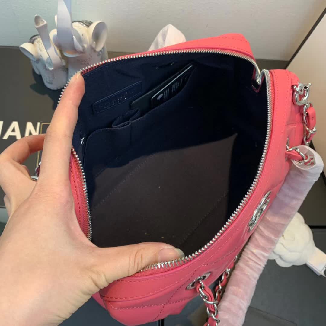 Chanel Pink Quilted Calfskin Leather Bowling Bag