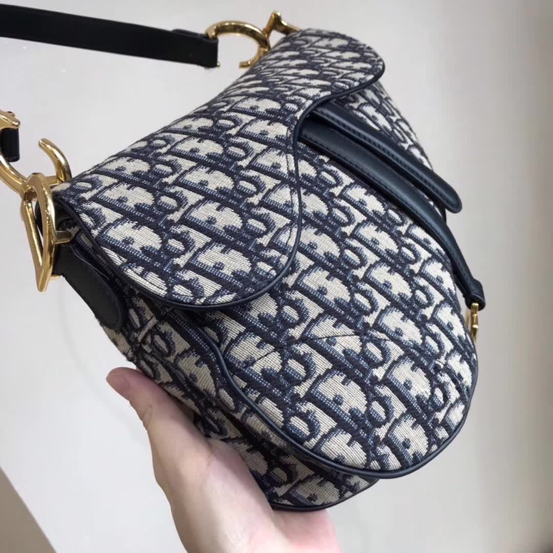 Dior Saddle Bag in blue Oblique jacquard