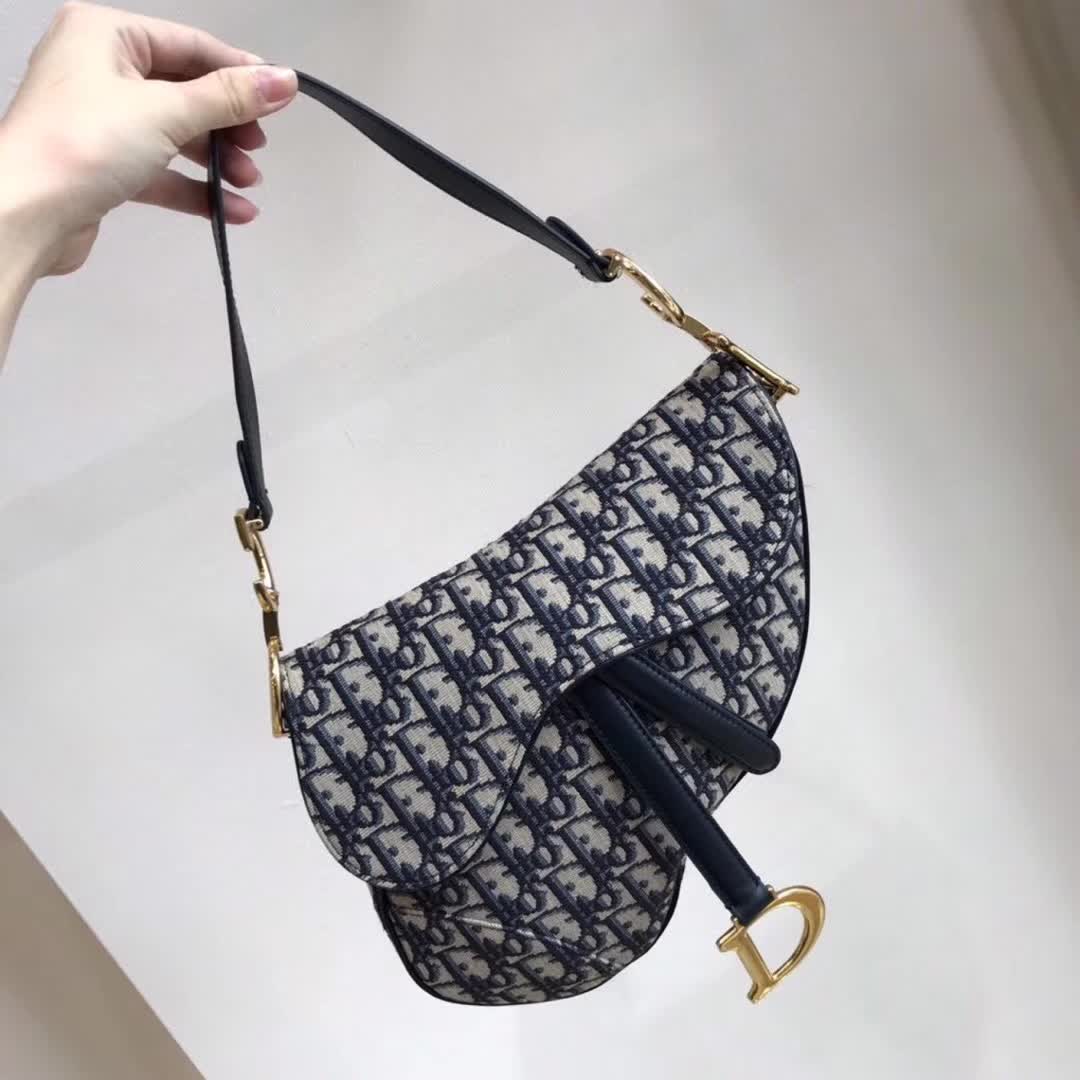 Dior Saddle Bag in blue Oblique jacquard