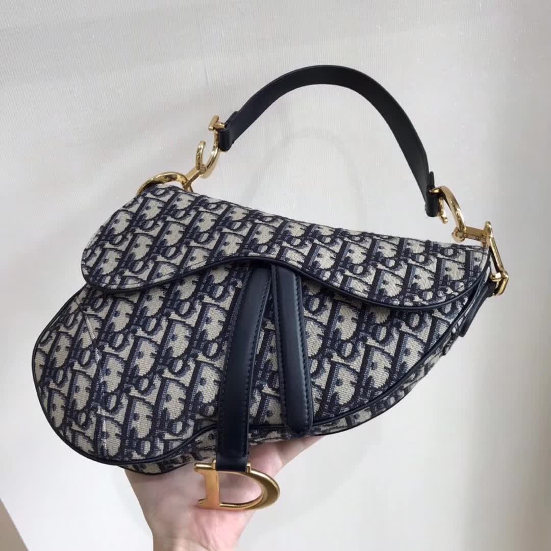 Dior Saddle Bag in blue Oblique jacquard
