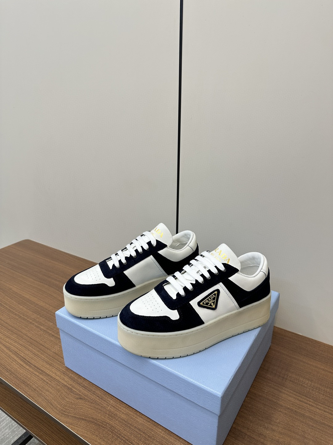 Prada Women's Downtown Bold Nappa Leather and Suede Sneakers