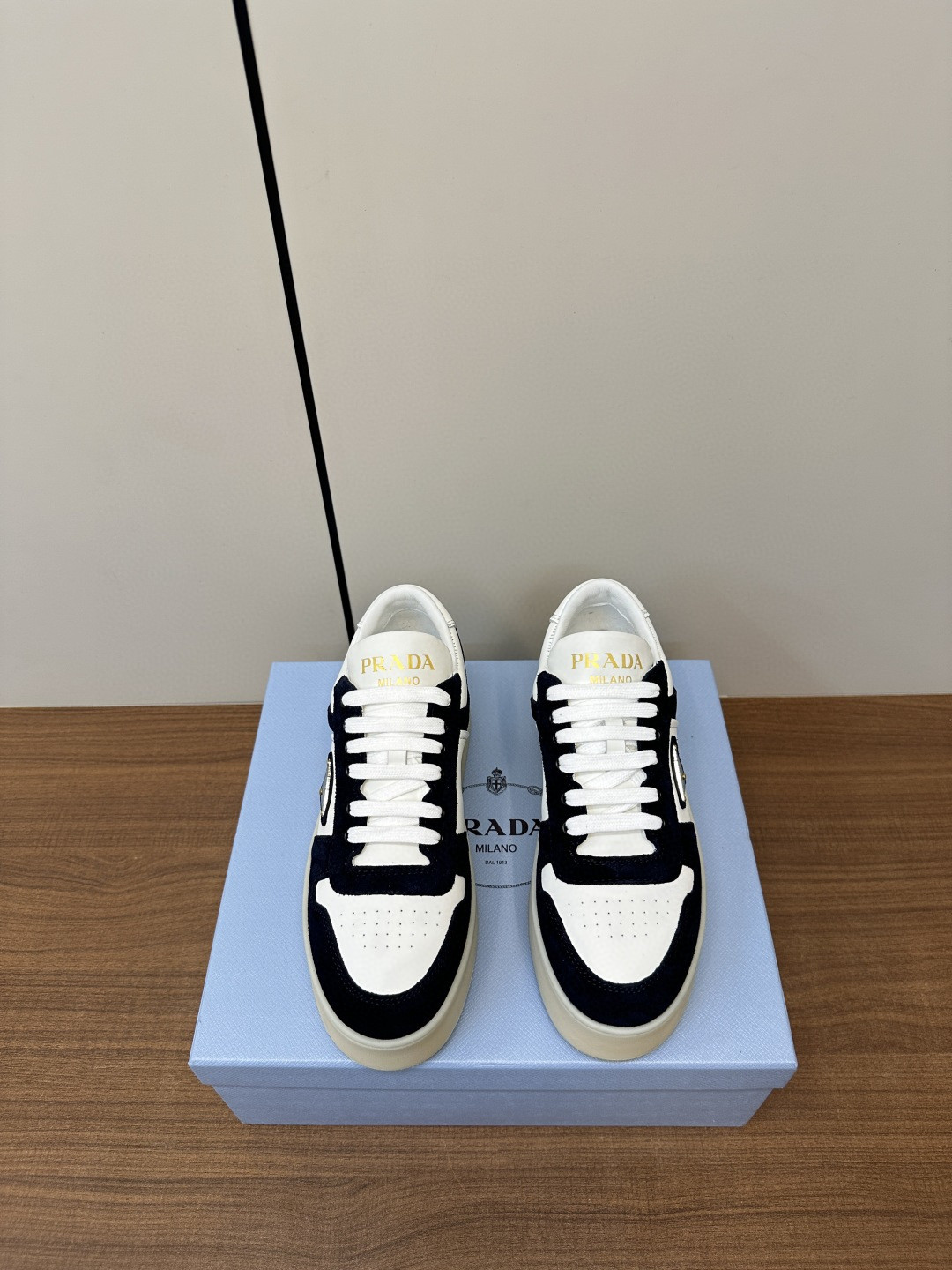 Prada Women's Downtown Bold Nappa Leather and Suede Sneakers