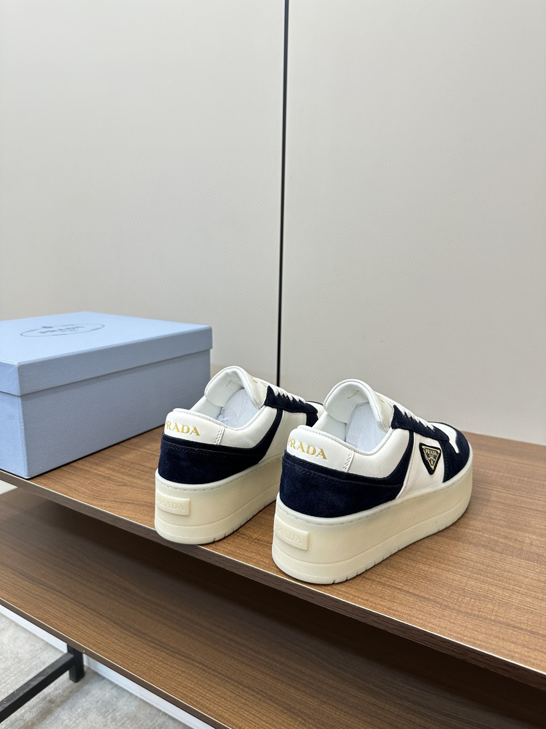 Prada Women's Downtown Bold Nappa Leather and Suede Sneakers