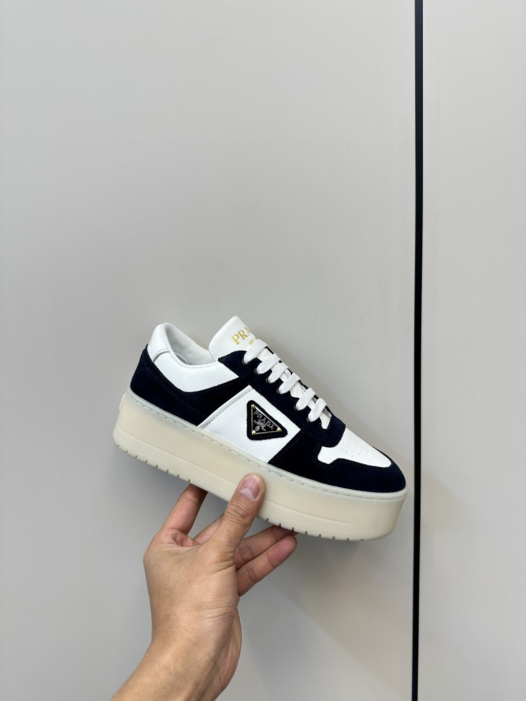 Prada Women's Downtown Bold Nappa Leather and Suede Sneakers