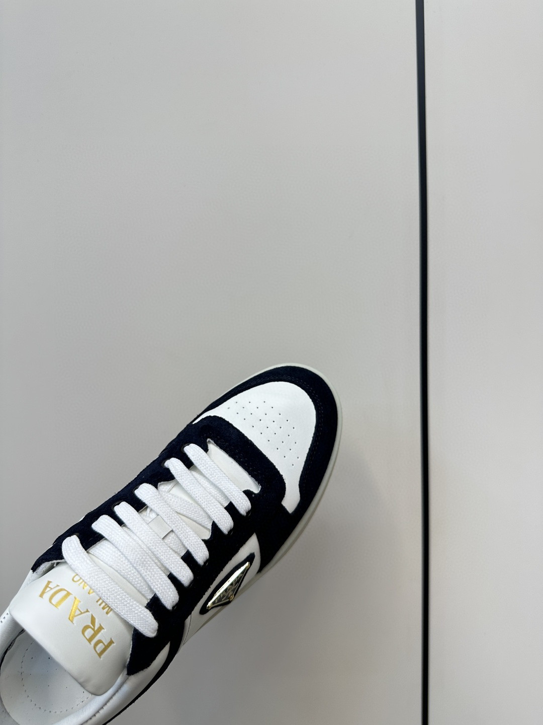 Prada Women's Downtown Bold Nappa Leather and Suede Sneakers