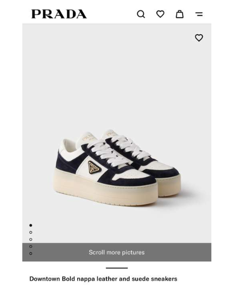 Prada Women's Downtown Bold Nappa Leather and Suede Sneakers