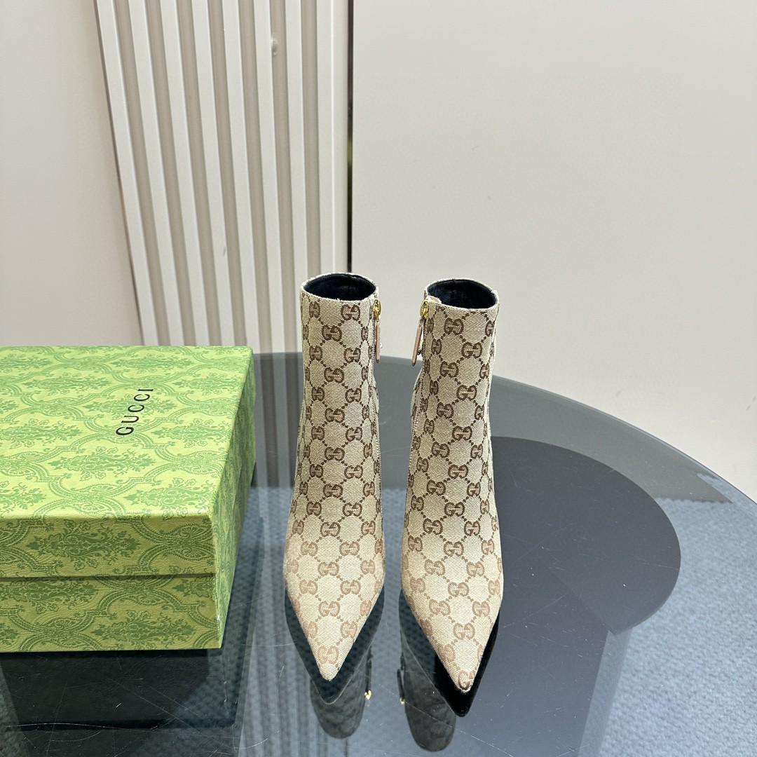 Gucci Women's Bombshell boots in beige GG canvas