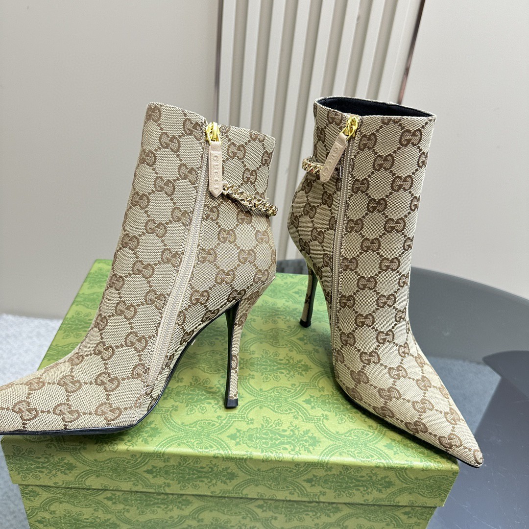 Gucci Women's Bombshell boots in beige GG canvas