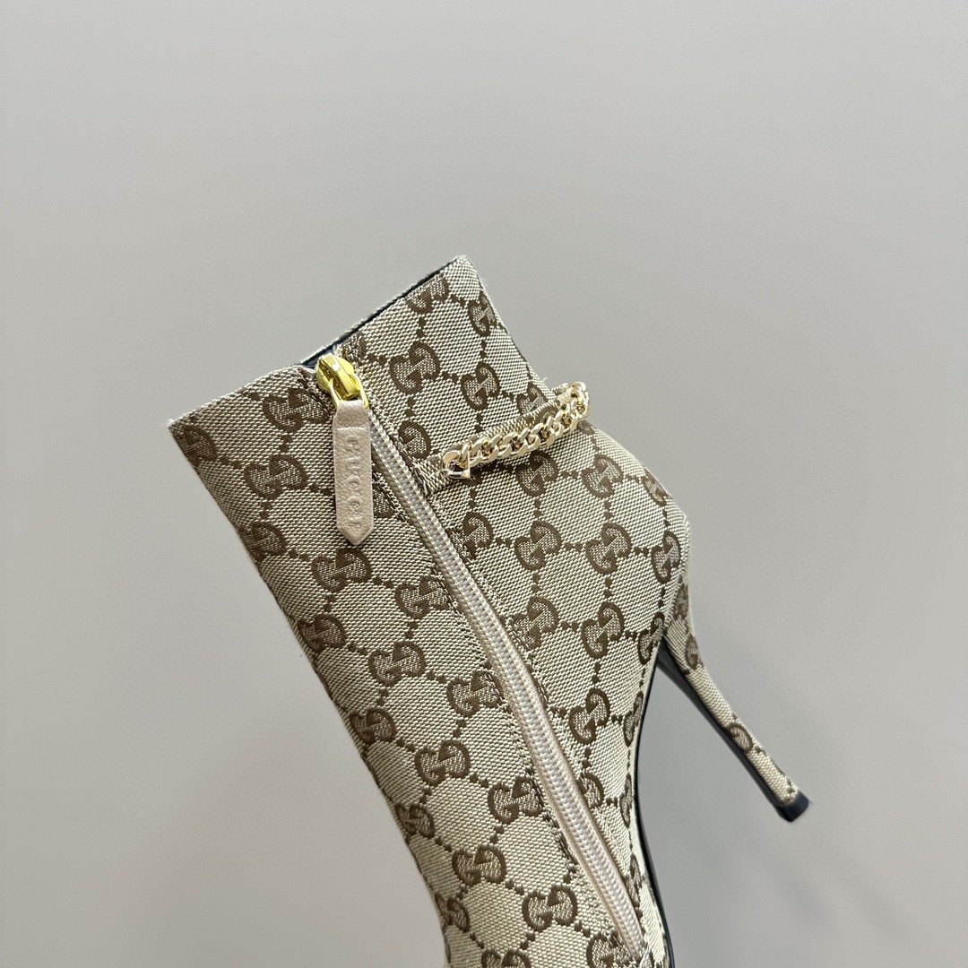 Gucci Women's Bombshell boots in beige GG canvas