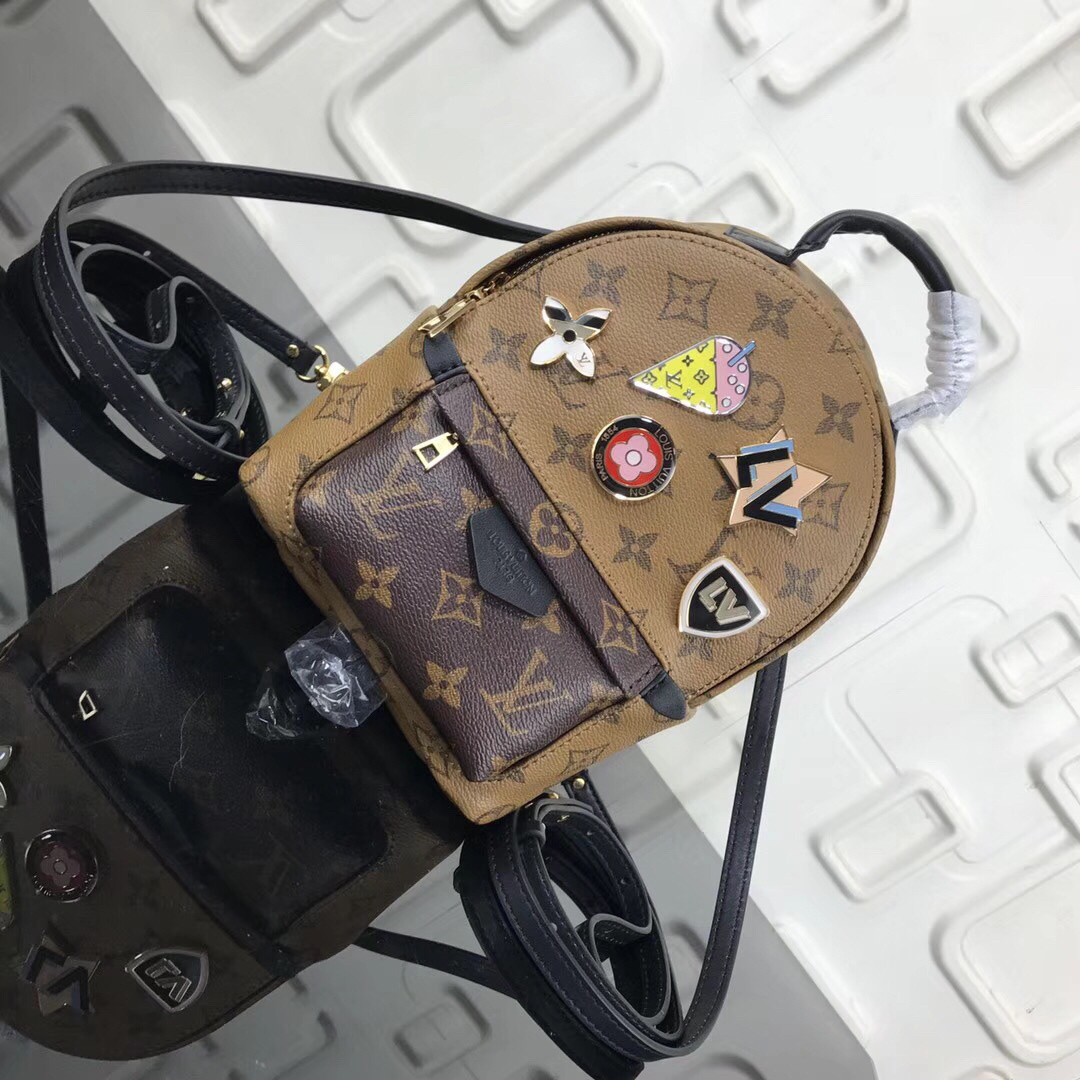 LV Palm Springs Mini Backpack in Monogram Reverse canvas