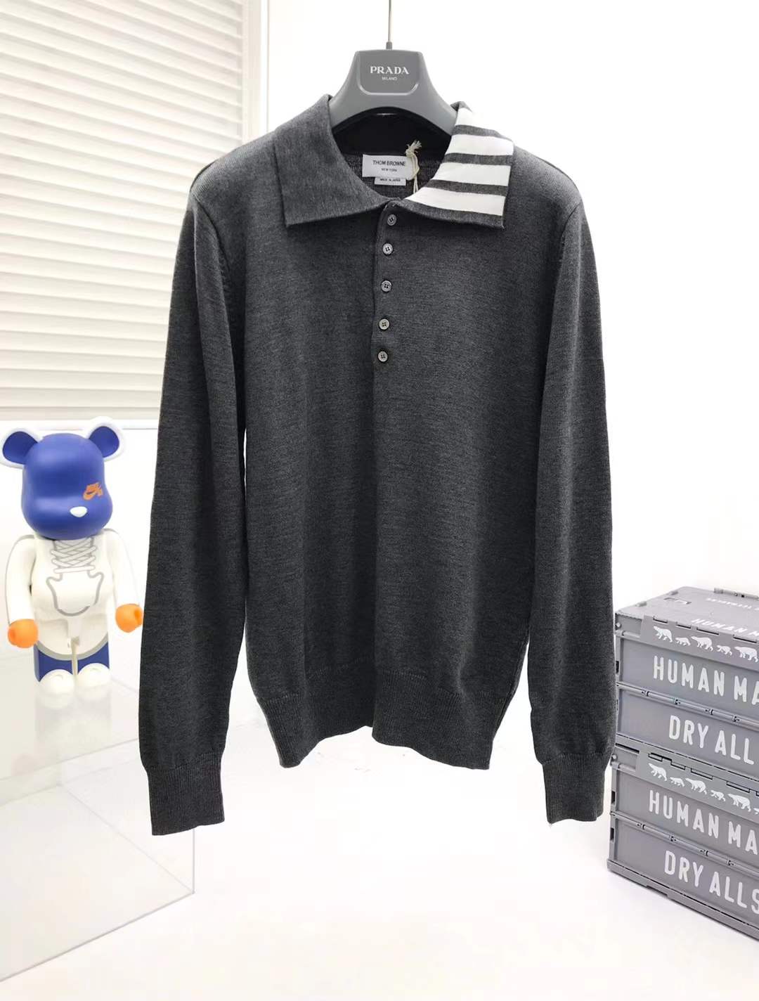 Thom Browne Merino Wool 4-Bar Polo Sweater