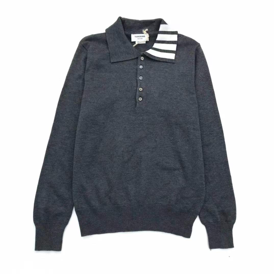 Thom Browne Merino Wool 4-Bar Polo Sweater