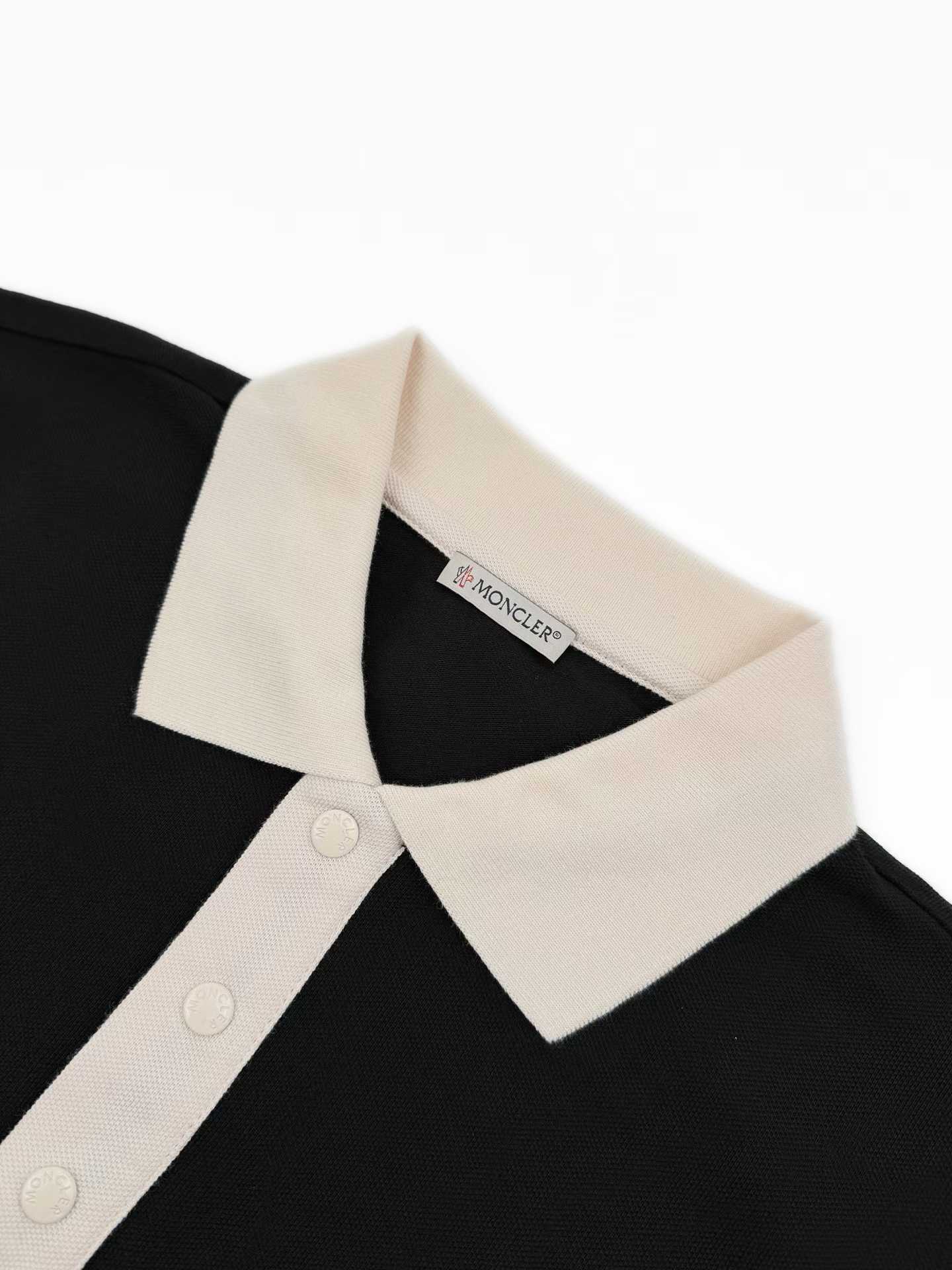 moncler black embroidered-logo polo shirt