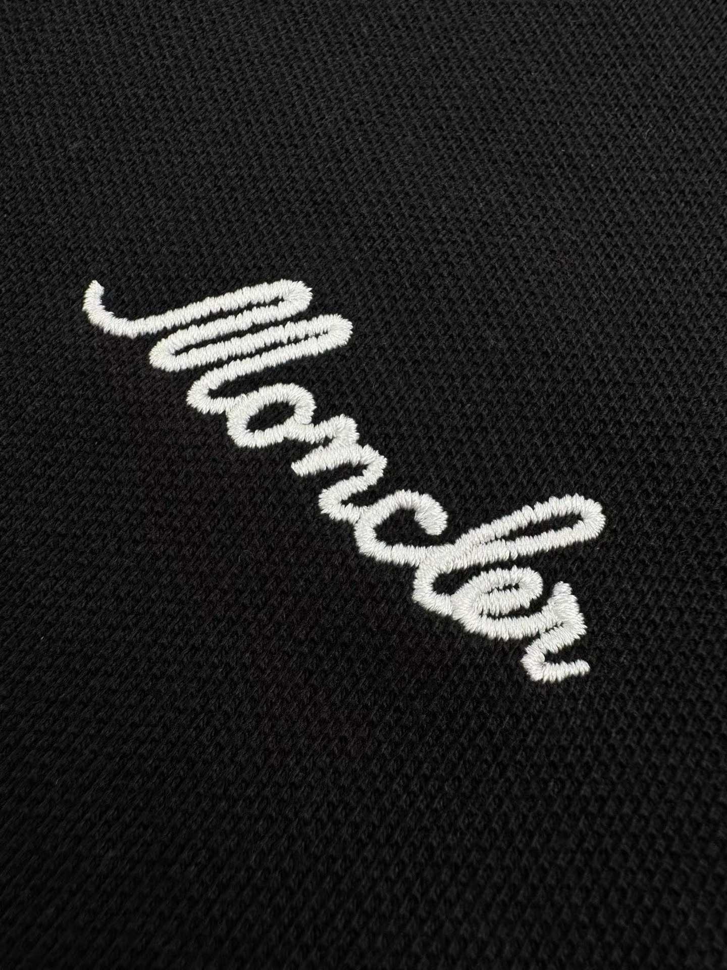moncler black embroidered-logo polo shirt