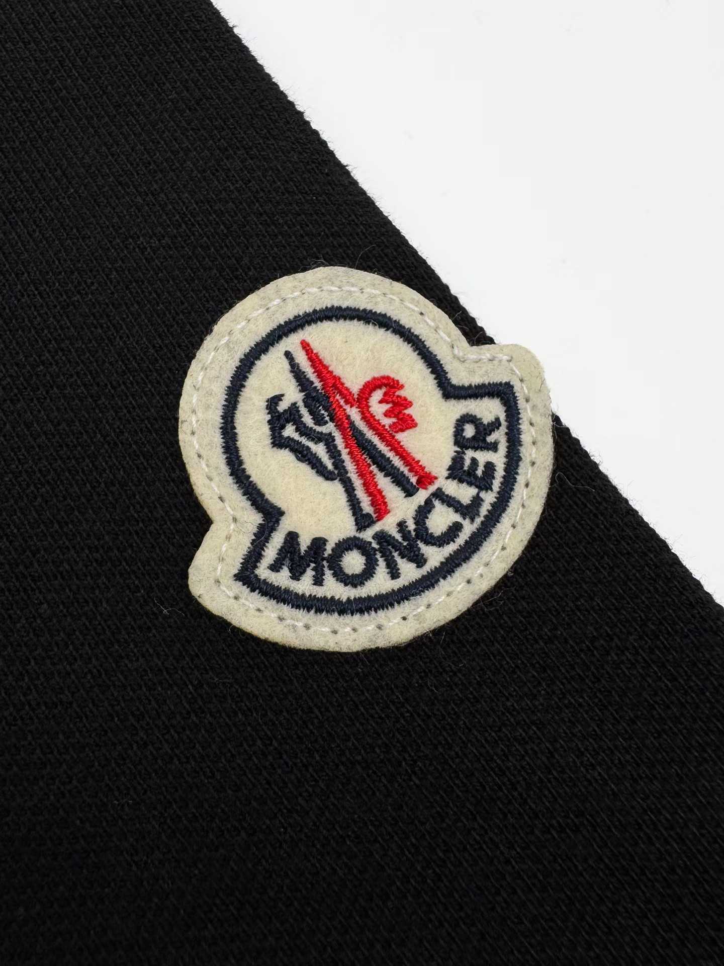 moncler black embroidered-logo polo shirt