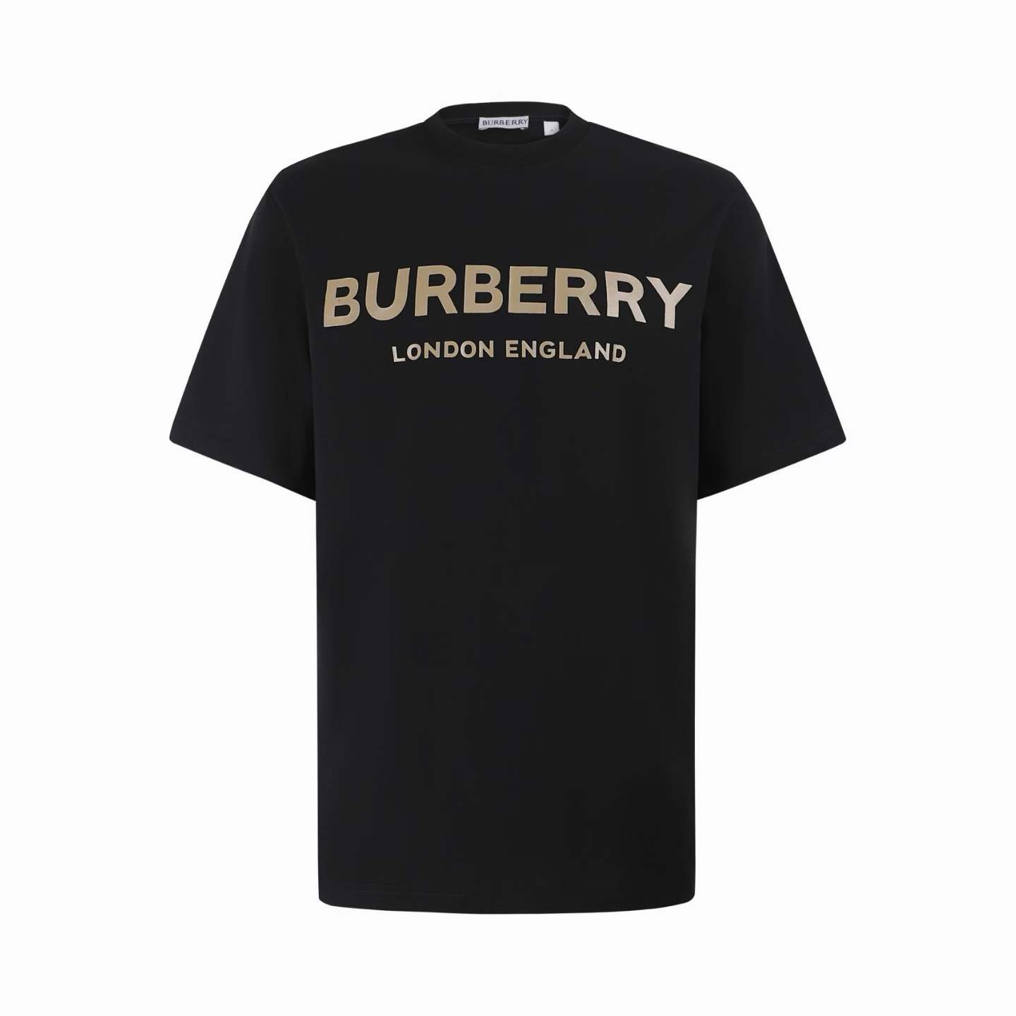 Burberry Black Letchford Logo T-Shirt, a cotton crew-neck top featuring the brand's logo printed on the chest