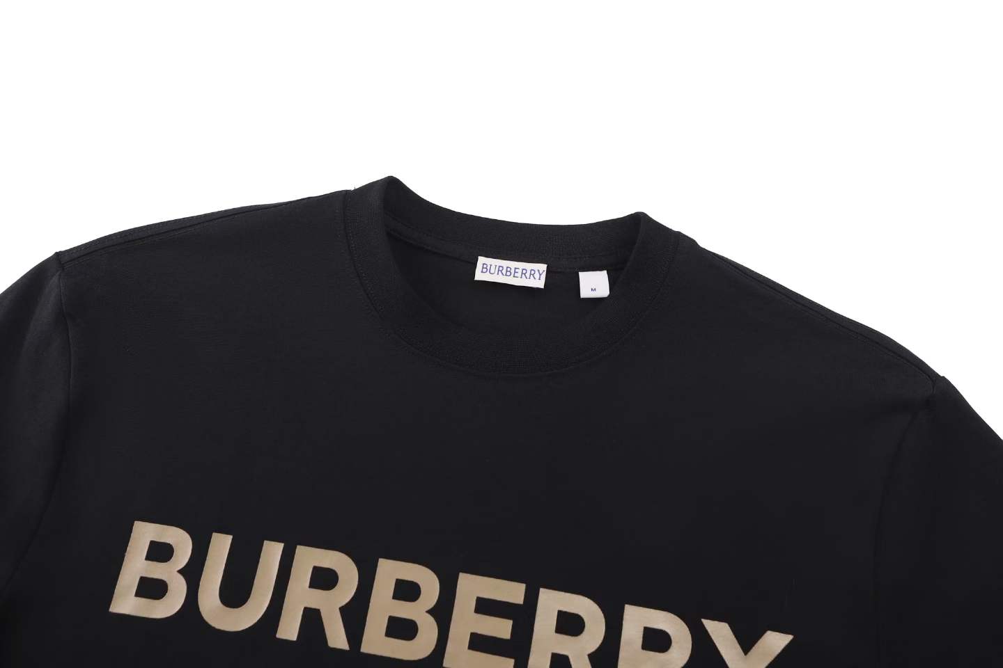 Burberry Black Letchford Logo T-Shirt, a cotton crew-neck top featuring the brand's logo printed on the chest