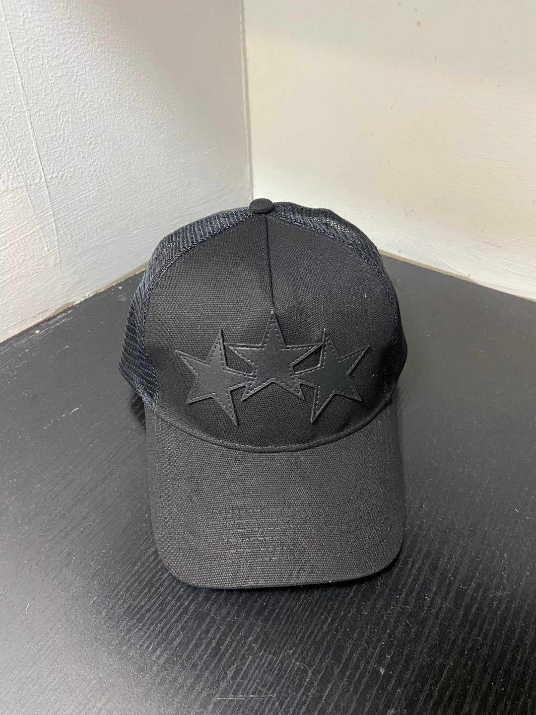 Amiri Three Star Patch Trucker Hat Black