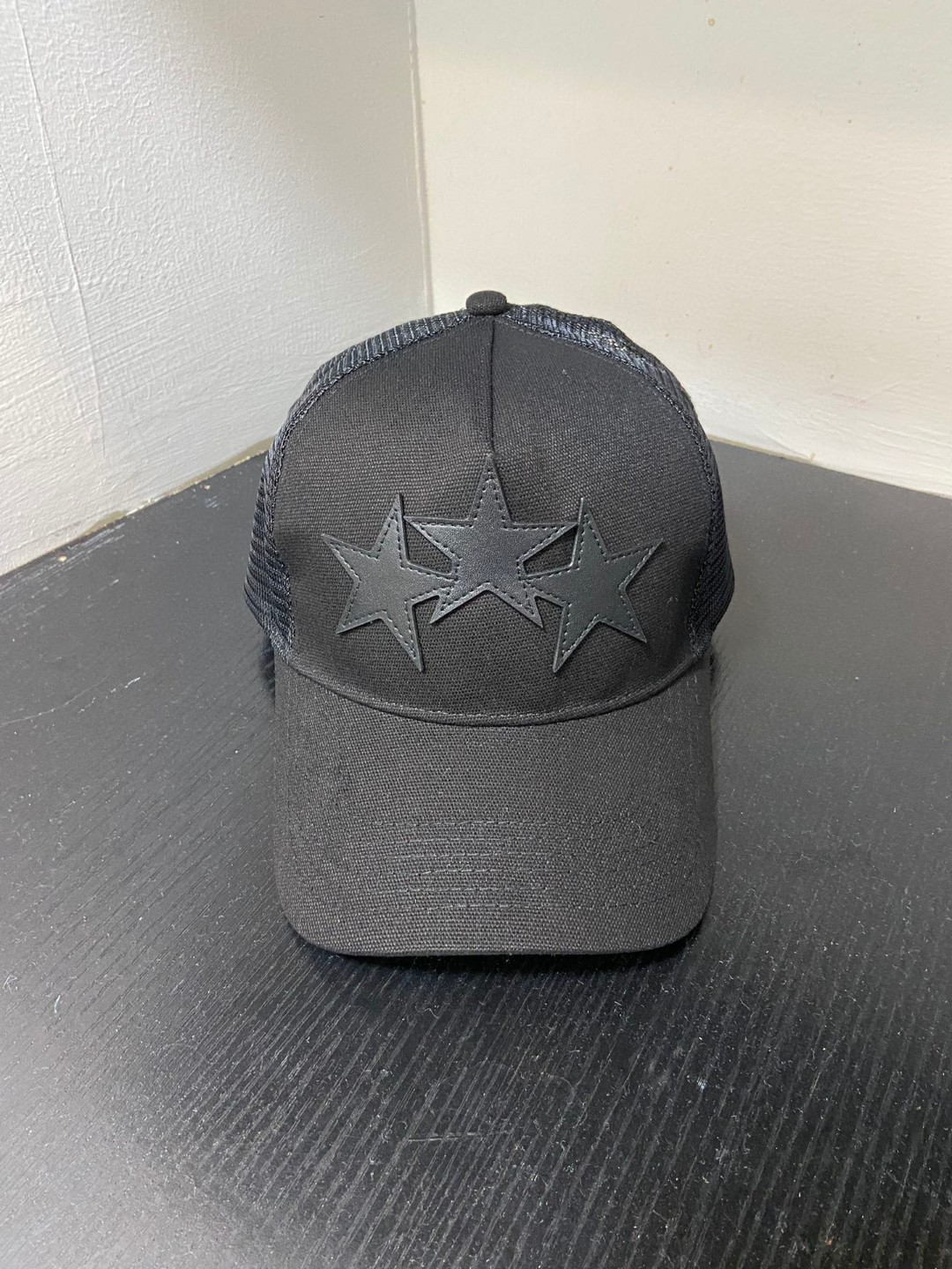 Amiri Three Star Patch Trucker Hat Black